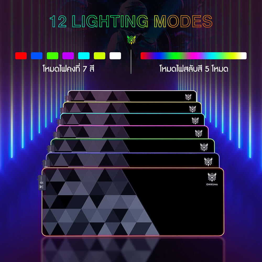 แผ่นรองเมาส์เกมมิ่ง ONIKUMA MP006 RGB GAMING MOUSEPAD ขนาด 800 X 300 X 4 มม. - สีดำ_1